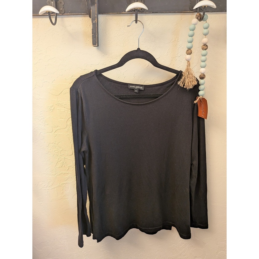 MARIO SERRANI Italy‎ Black Long Sleeve Crew Neck Top M M Womens Shirt